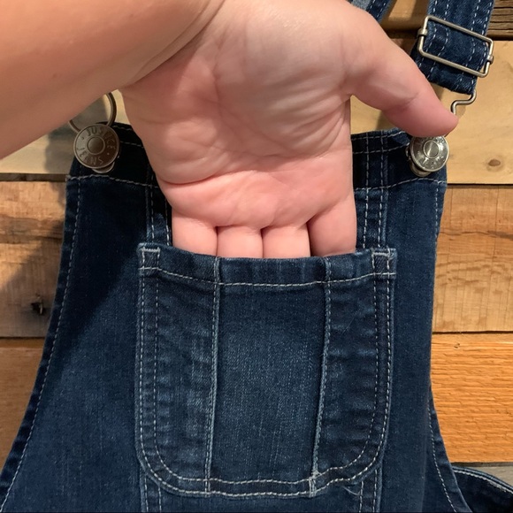 Justice Flip Sequin Distressed Cuff Ankle Overalls Size Girl's 10 - Picture 9 of 14